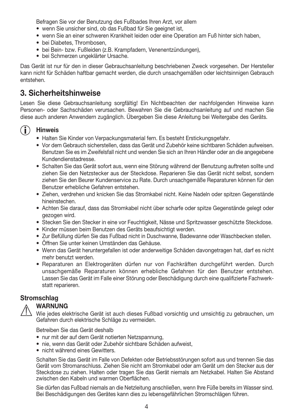 Sicherheitshinweise | Beurer FB 35 User Manual | Page 4 / 56