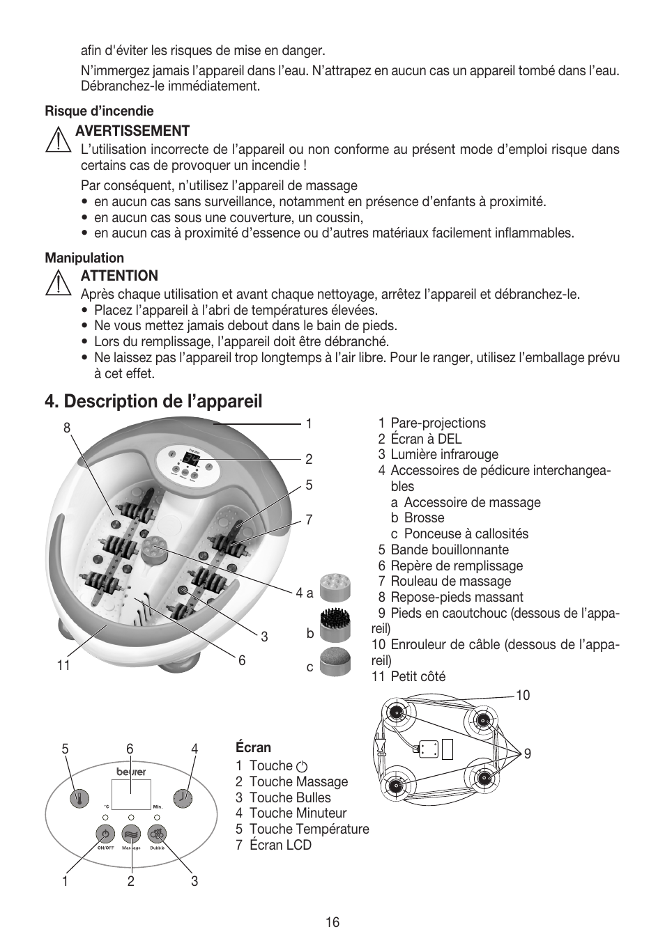 Description de l’appareil | Beurer FB 50 User Manual | Page 16 / 48