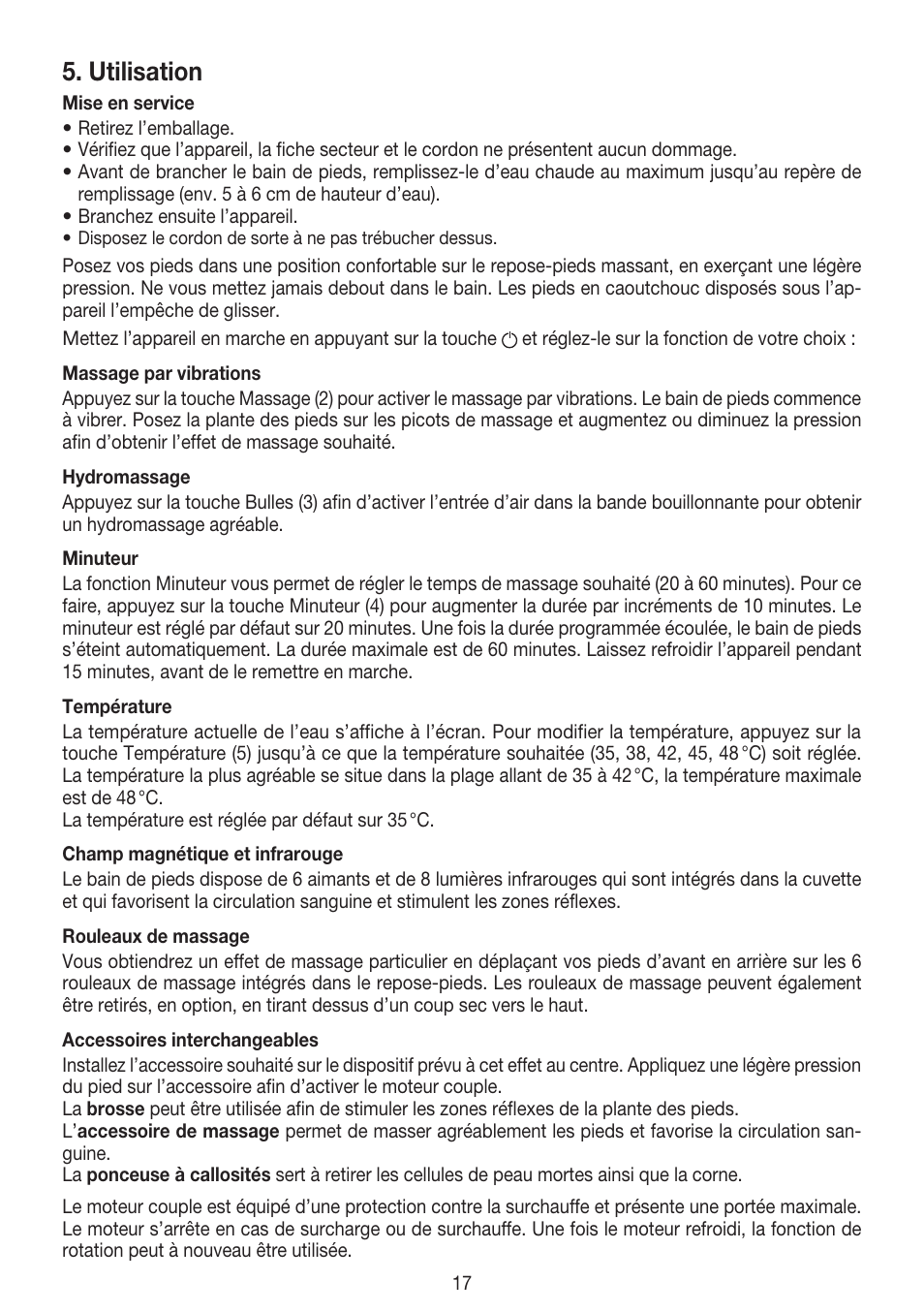 Utilisation | Beurer FB 50 User Manual | Page 17 / 48