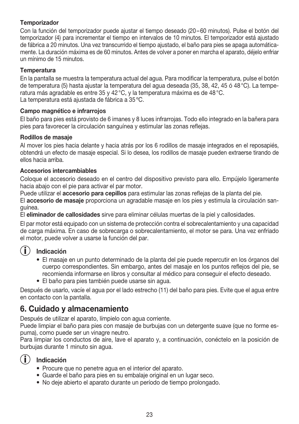 Cuidado y almacenamiento | Beurer FB 50 User Manual | Page 23 / 48