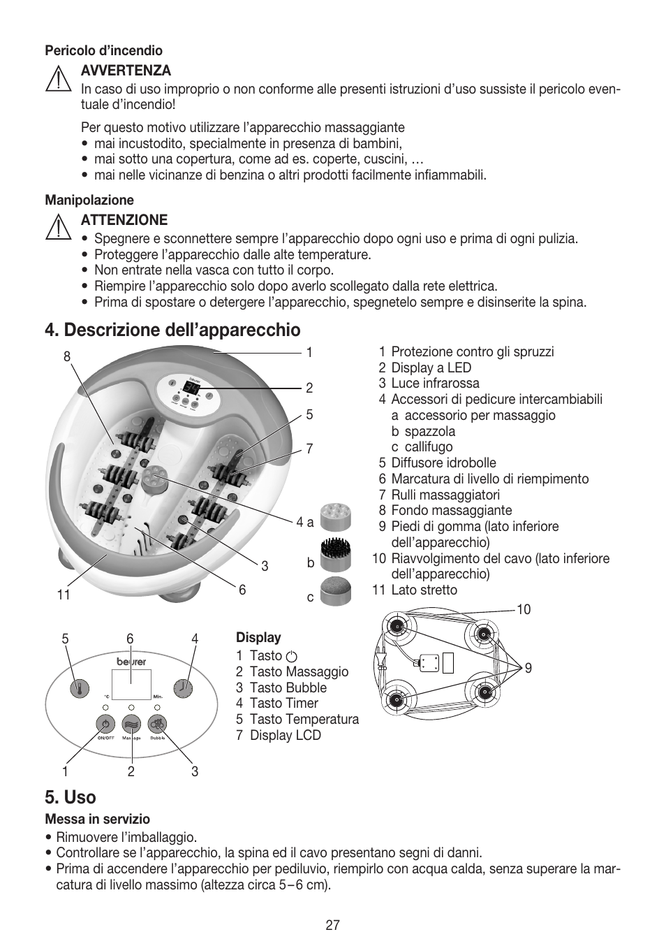 Descrizione dell’apparecchio | Beurer FB 50 User Manual | Page 27 / 48