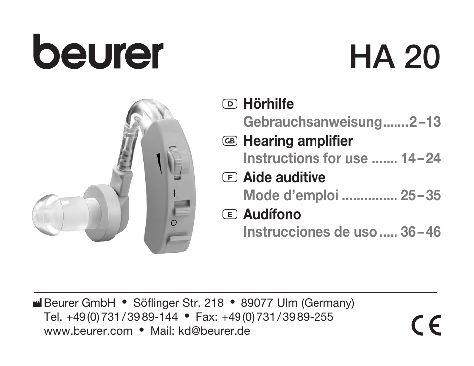 Beurer HA 20 User Manual | 48 pages