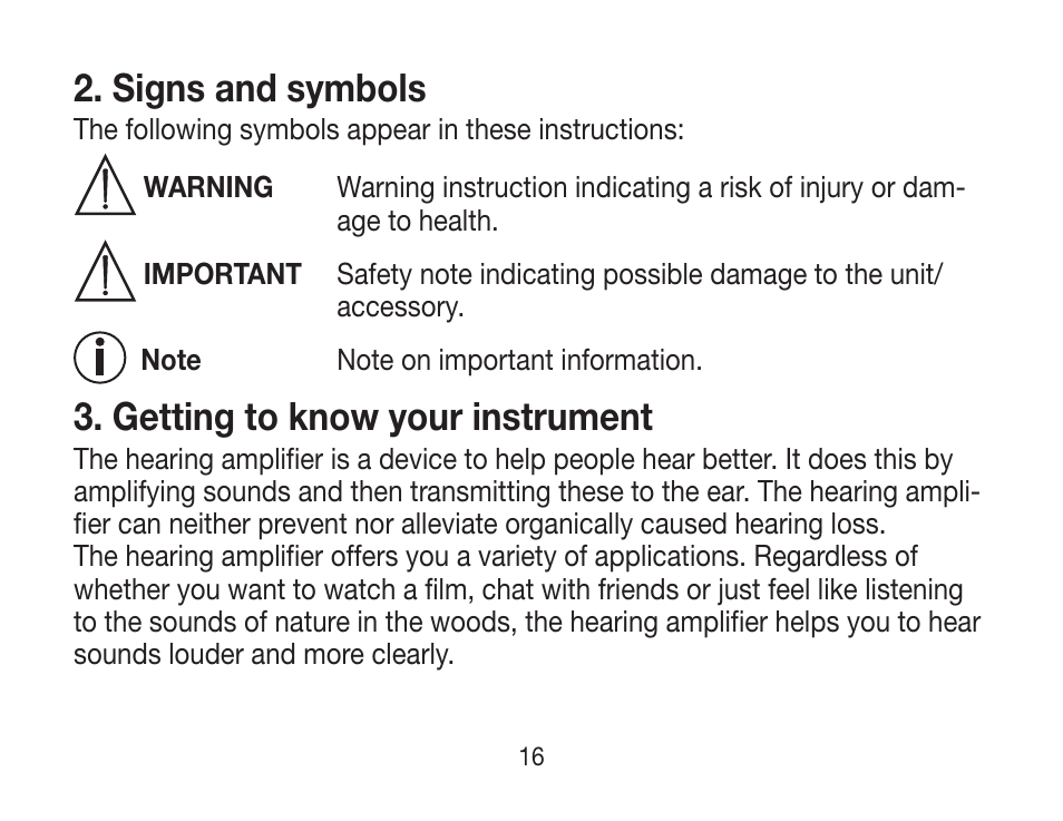 Signs and symbols, Getting to know your instrument | Beurer HA 20 User Manual | Page 16 / 48