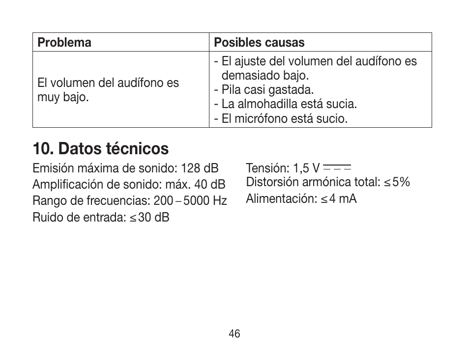 Datos técnicos | Beurer HA 20 User Manual | Page 46 / 48