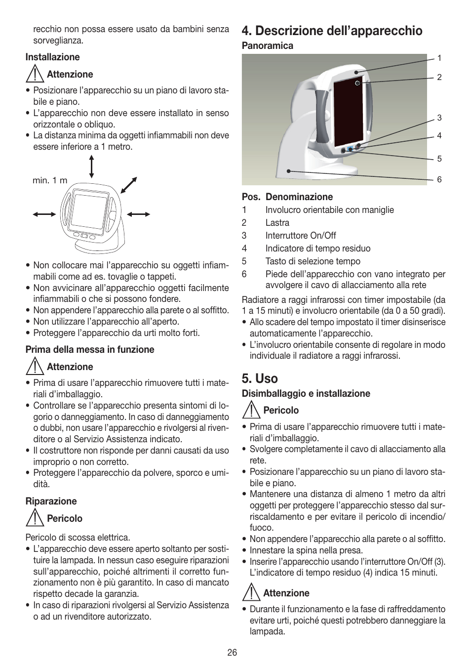 Descrizione dell’apparecchio | Beurer IL 50 User Manual | Page 26 / 48