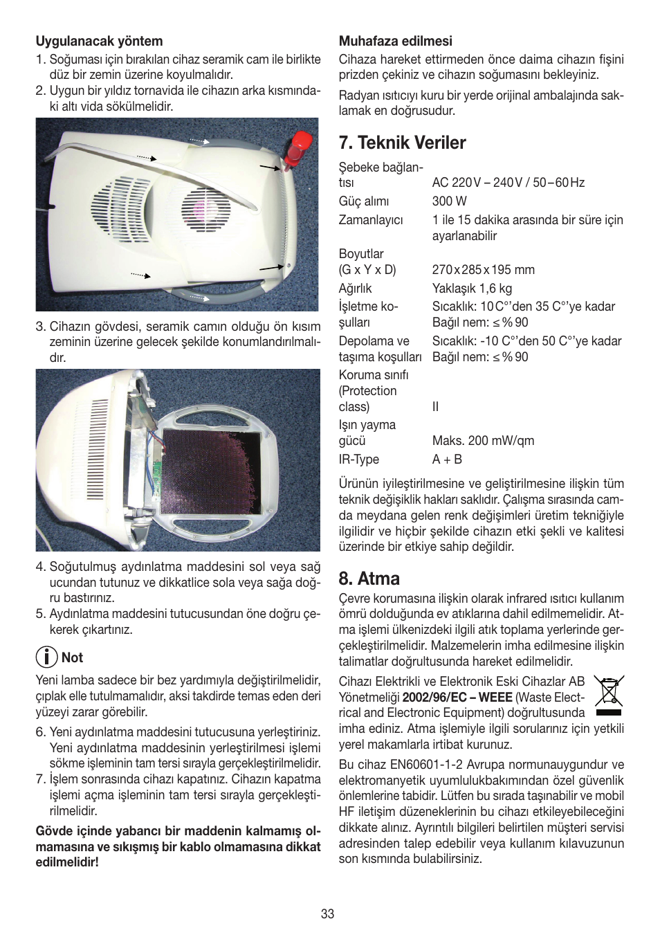 Teknik veriler, Atma | Beurer IL 50 User Manual | Page 33 / 48
