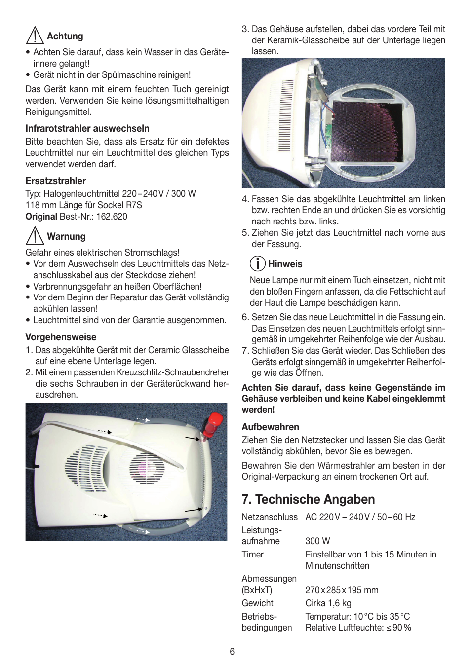 Technische angaben | Beurer IL 50 User Manual | Page 6 / 48