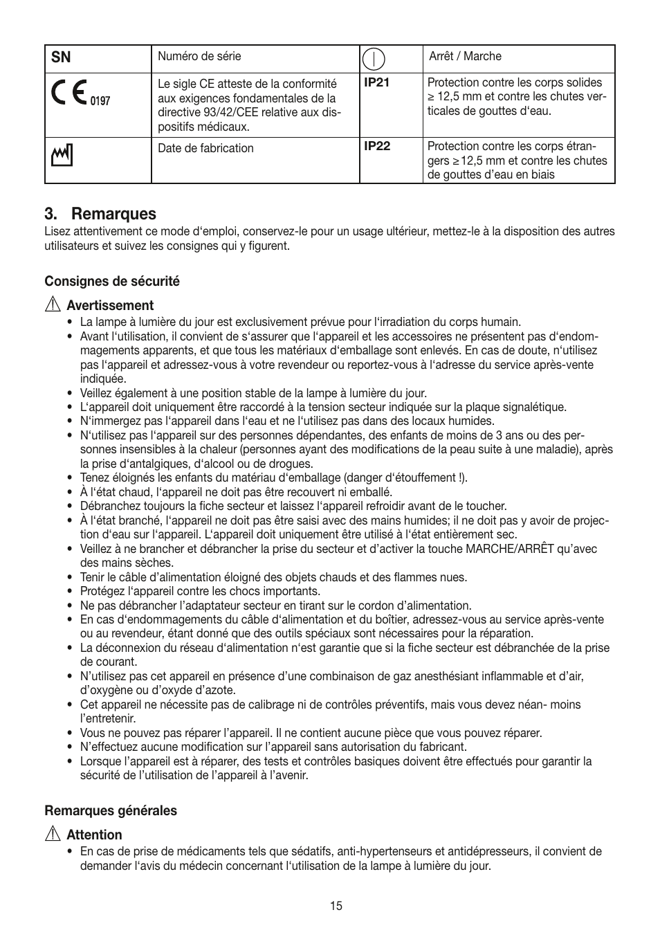 Remarques | Beurer TL 30 User Manual | Page 15 / 68