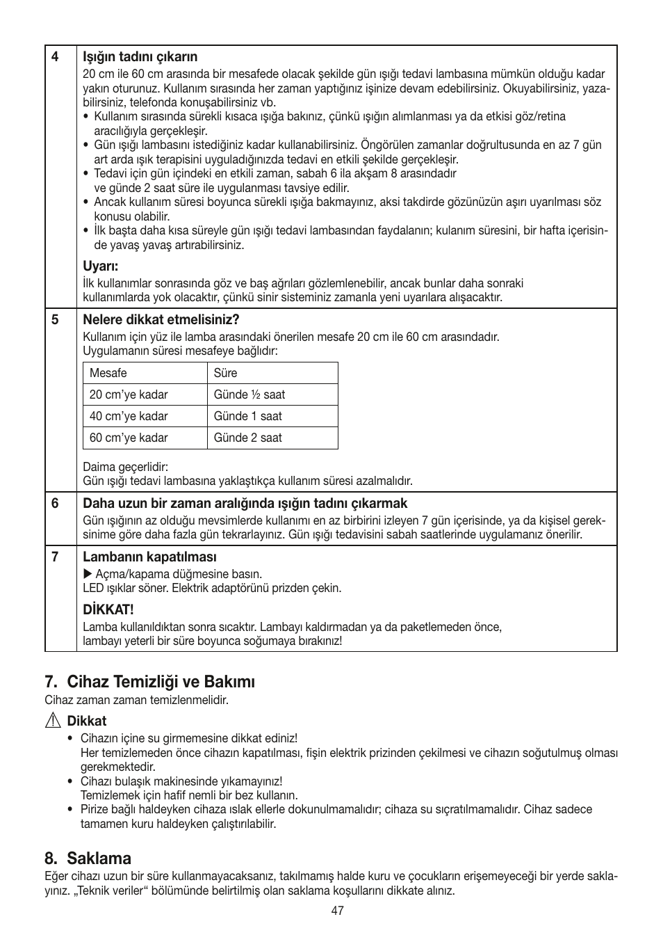 Cihaz temizliği ve bakımı, Saklama | Beurer TL 30 User Manual | Page 47 / 68