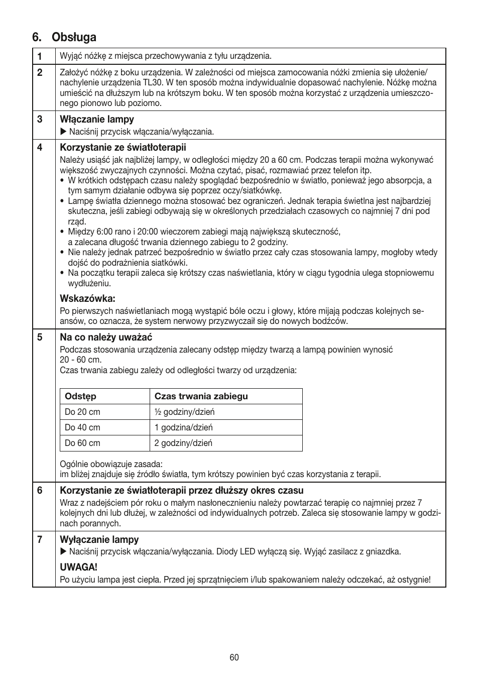 Obsługa | Beurer TL 30 User Manual | Page 60 / 68