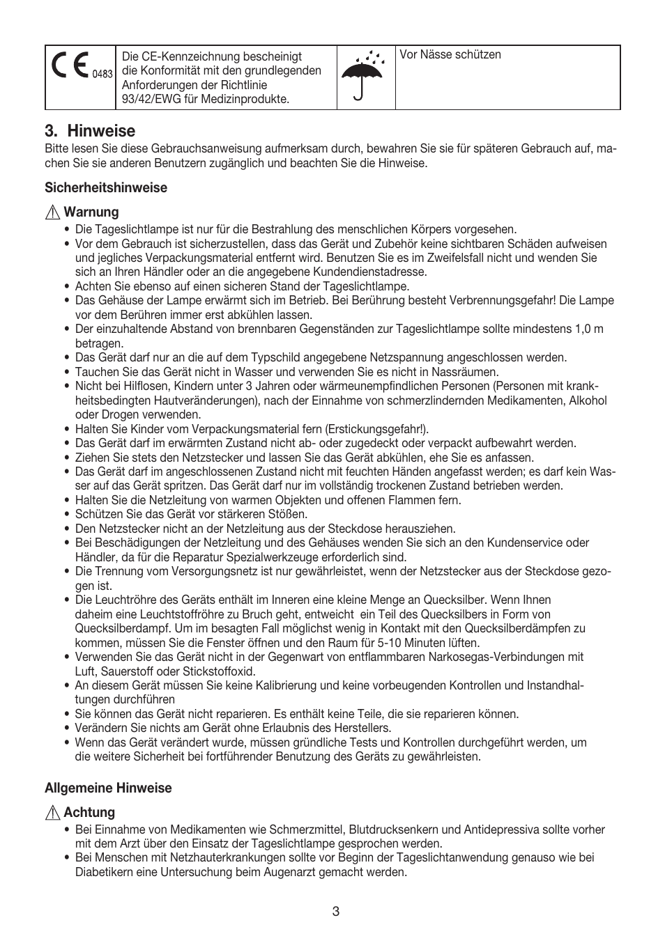 Hinweise | Beurer TL 40 User Manual | Page 3 / 64
