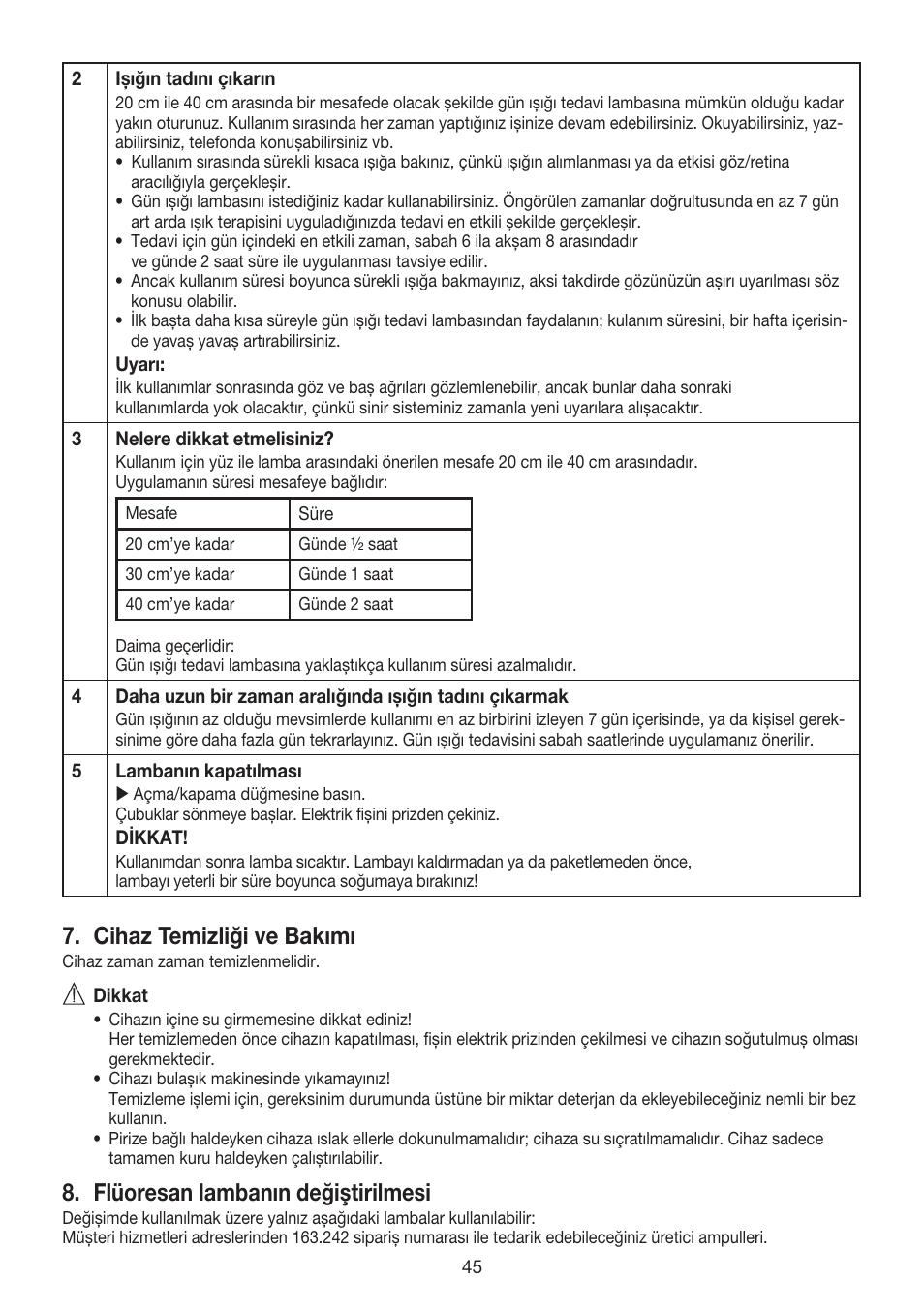 Cihaz temizliği ve bakımı, Flüoresan lambanın değiştirilmesi | Beurer TL 40 User Manual | Page 45 / 64
