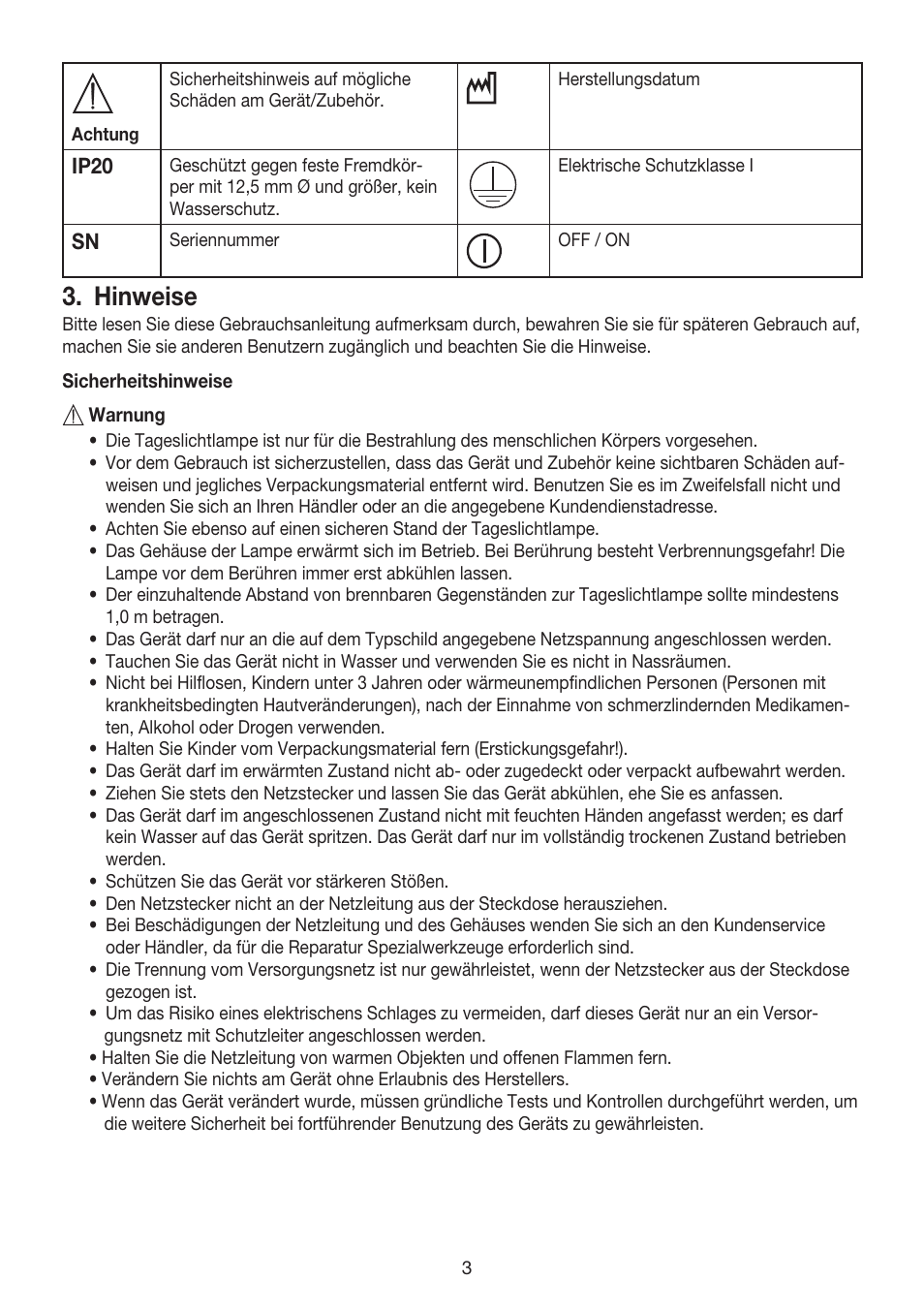 Hinweise | Beurer TL 80 User Manual | Page 3 / 52