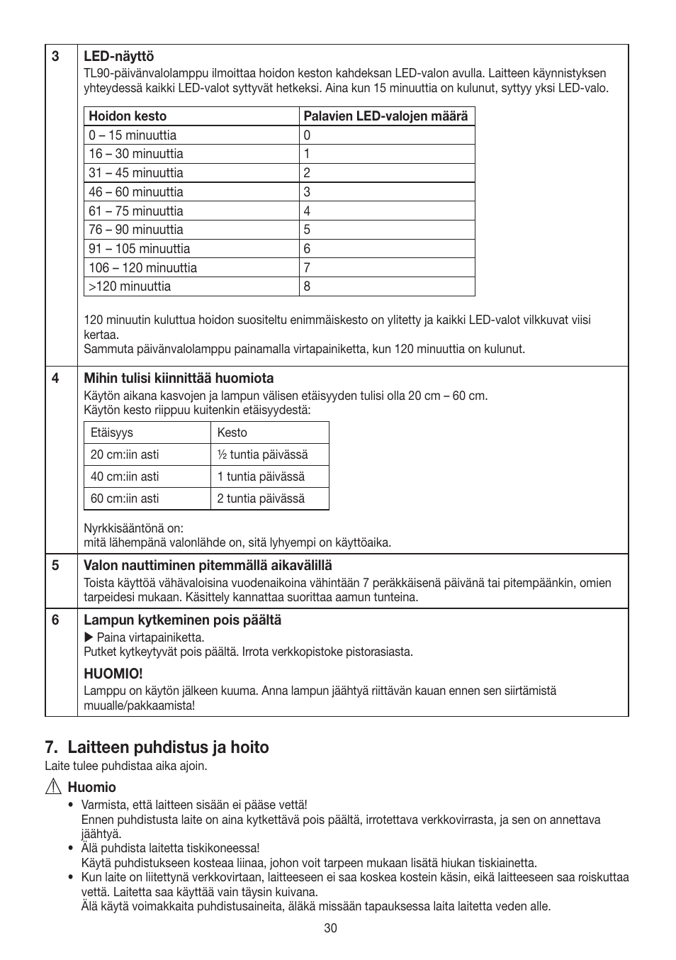 Laitteen puhdistus ja hoito | Beurer TL 90 User Manual | Page 30 / 68