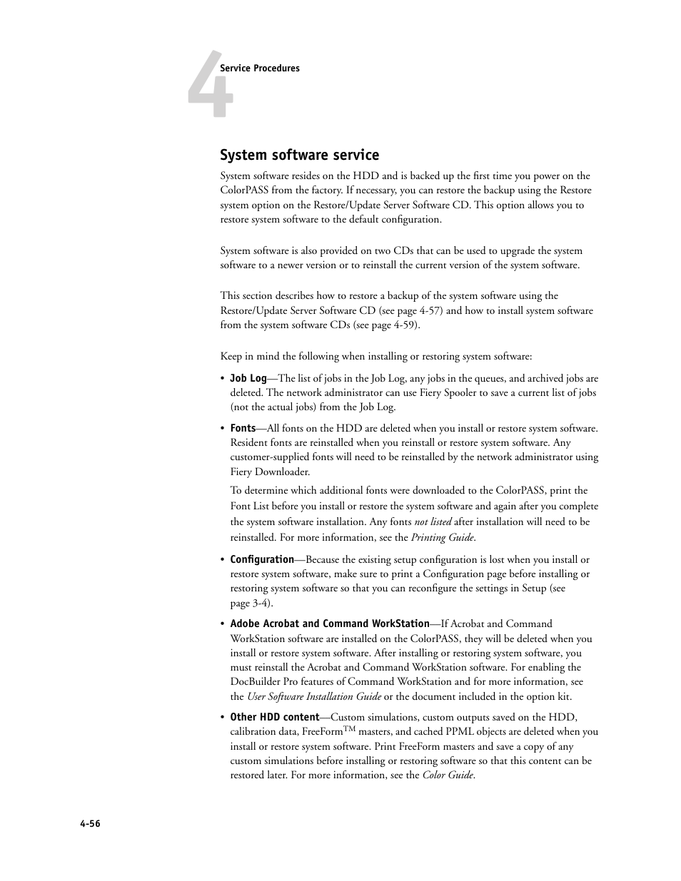 System software service | Canon COLORPASS-Z6000 PS-NX6000 User Manual | Page 102 / 144
