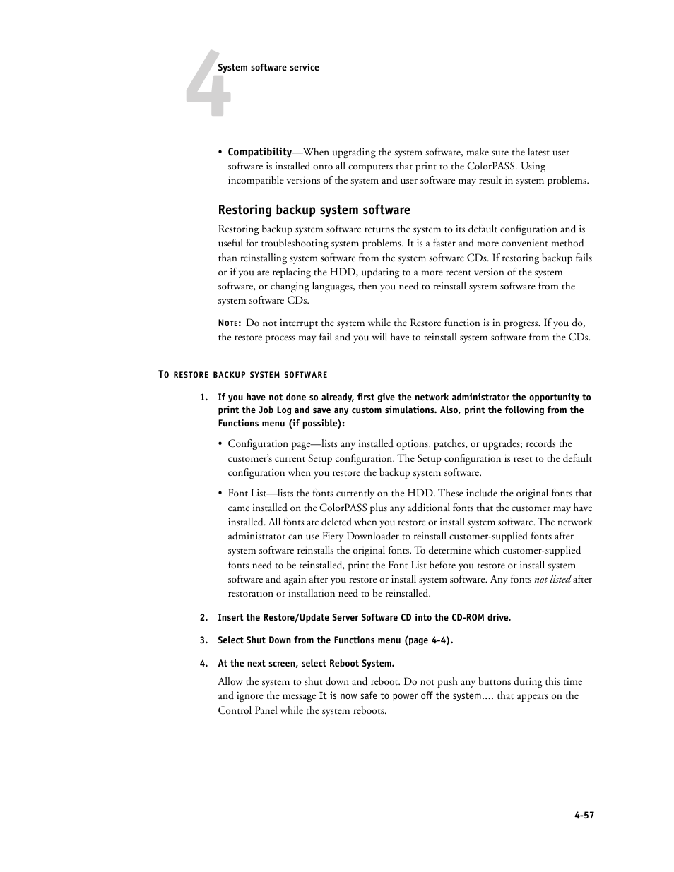 Restoring backup system software | Canon COLORPASS-Z6000 PS-NX6000 User Manual | Page 103 / 144