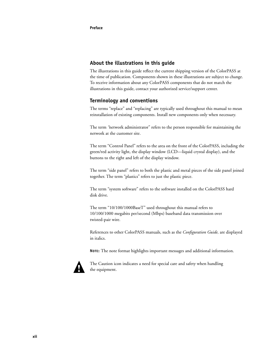 About the illustrations in this guide, Terminology and conventions | Canon COLORPASS-Z6000 PS-NX6000 User Manual | Page 12 / 144