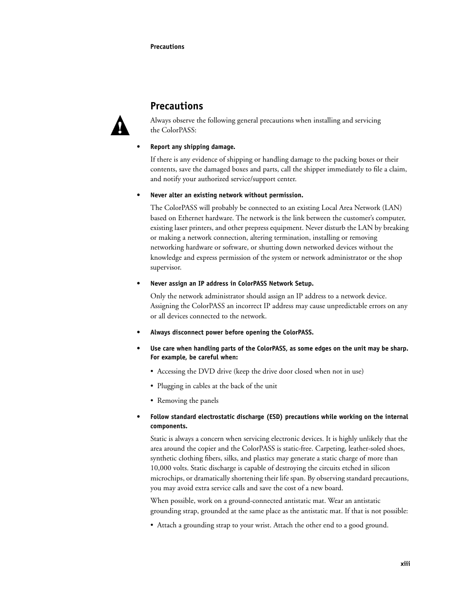 Precautions, Xiii | Canon COLORPASS-Z6000 PS-NX6000 User Manual | Page 13 / 144