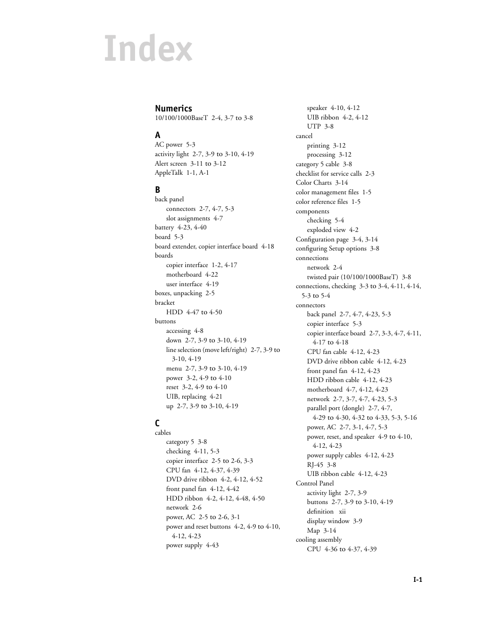 Index | Canon COLORPASS-Z6000 PS-NX6000 User Manual | Page 139 / 144