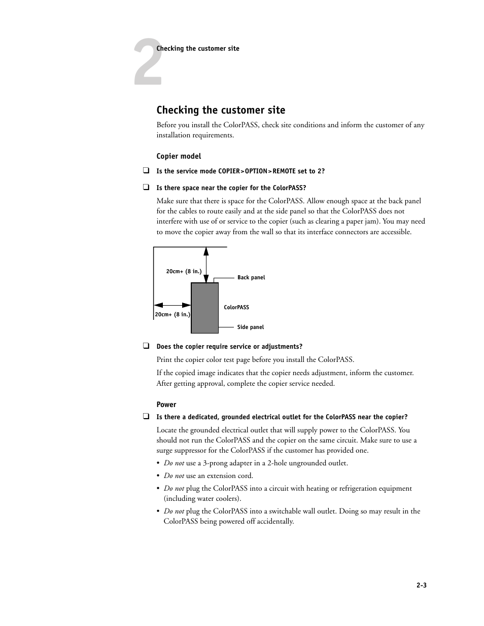 Checking the customer site | Canon COLORPASS-Z6000 PS-NX6000 User Manual | Page 23 / 144