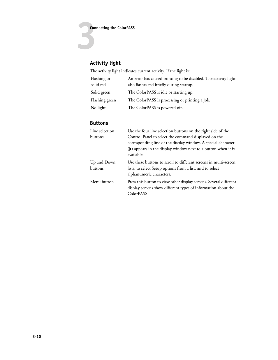 Activity light, Buttons | Canon COLORPASS-Z6000 PS-NX6000 User Manual | Page 38 / 144
