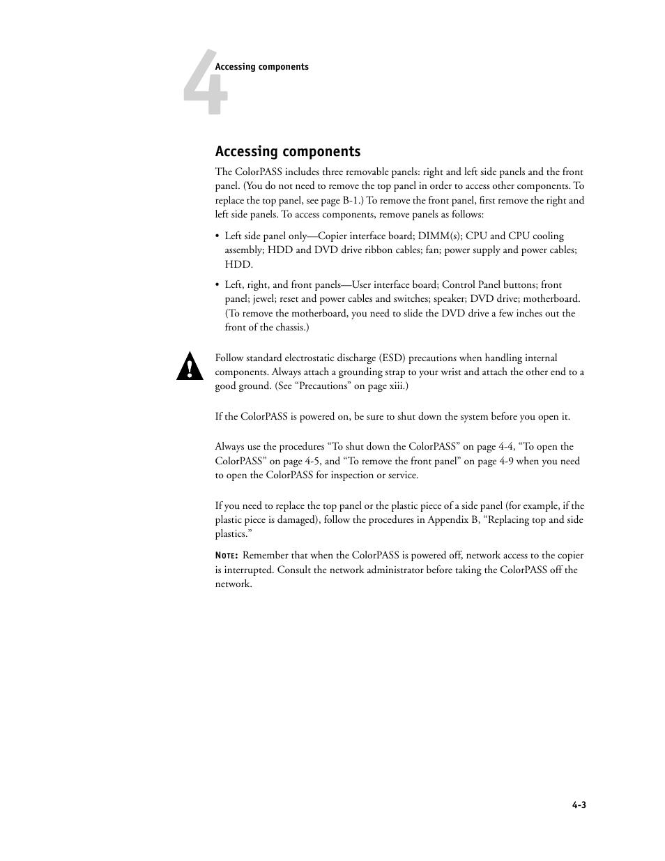 Accessing components | Canon COLORPASS-Z6000 PS-NX6000 User Manual | Page 49 / 144