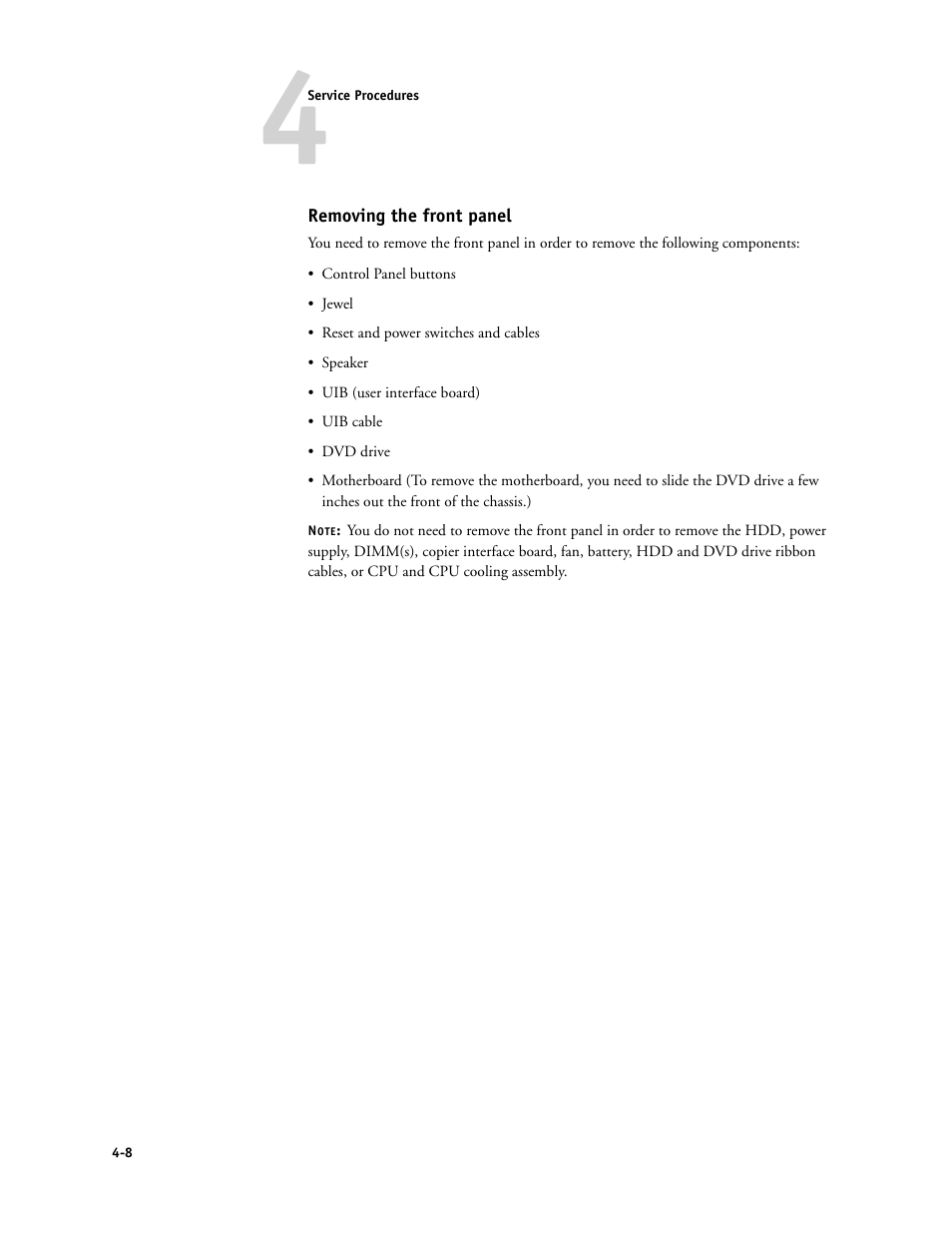 Removing the front panel | Canon COLORPASS-Z6000 PS-NX6000 User Manual | Page 54 / 144
