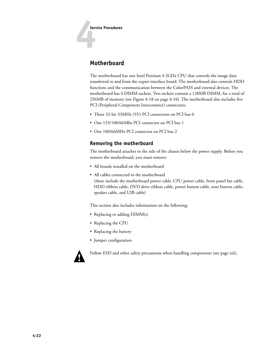 Motherboard, Removing the motherboard | Canon COLORPASS-Z6000 PS-NX6000 User Manual | Page 68 / 144