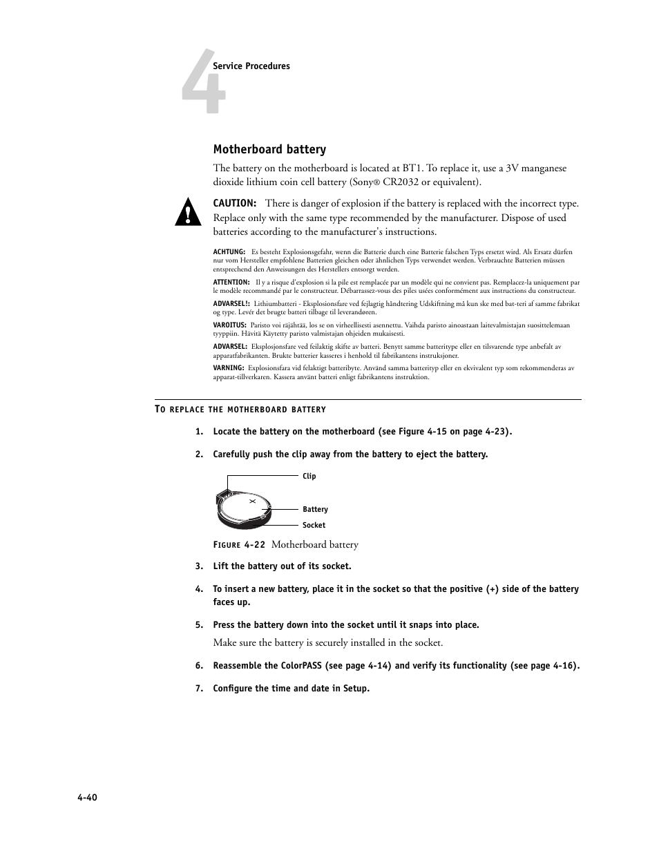 Motherboard battery | Canon COLORPASS-Z6000 PS-NX6000 User Manual | Page 86 / 144