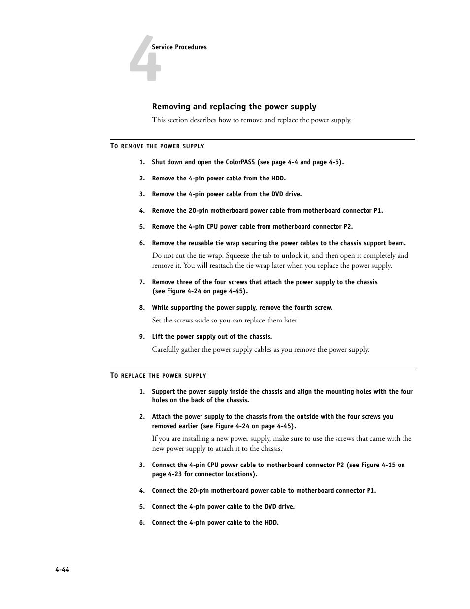 Removing and replacing the power supply | Canon COLORPASS-Z6000 PS-NX6000 User Manual | Page 90 / 144
