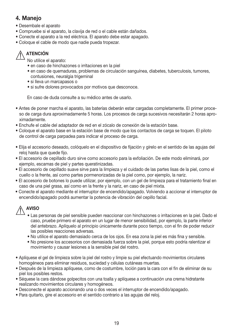 Manejo | Beurer FCE 60 User Manual | Page 19 / 54