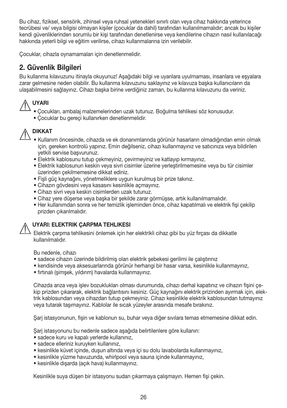 Güvenlik bilgileri | Beurer FCE 60 User Manual | Page 26 / 54