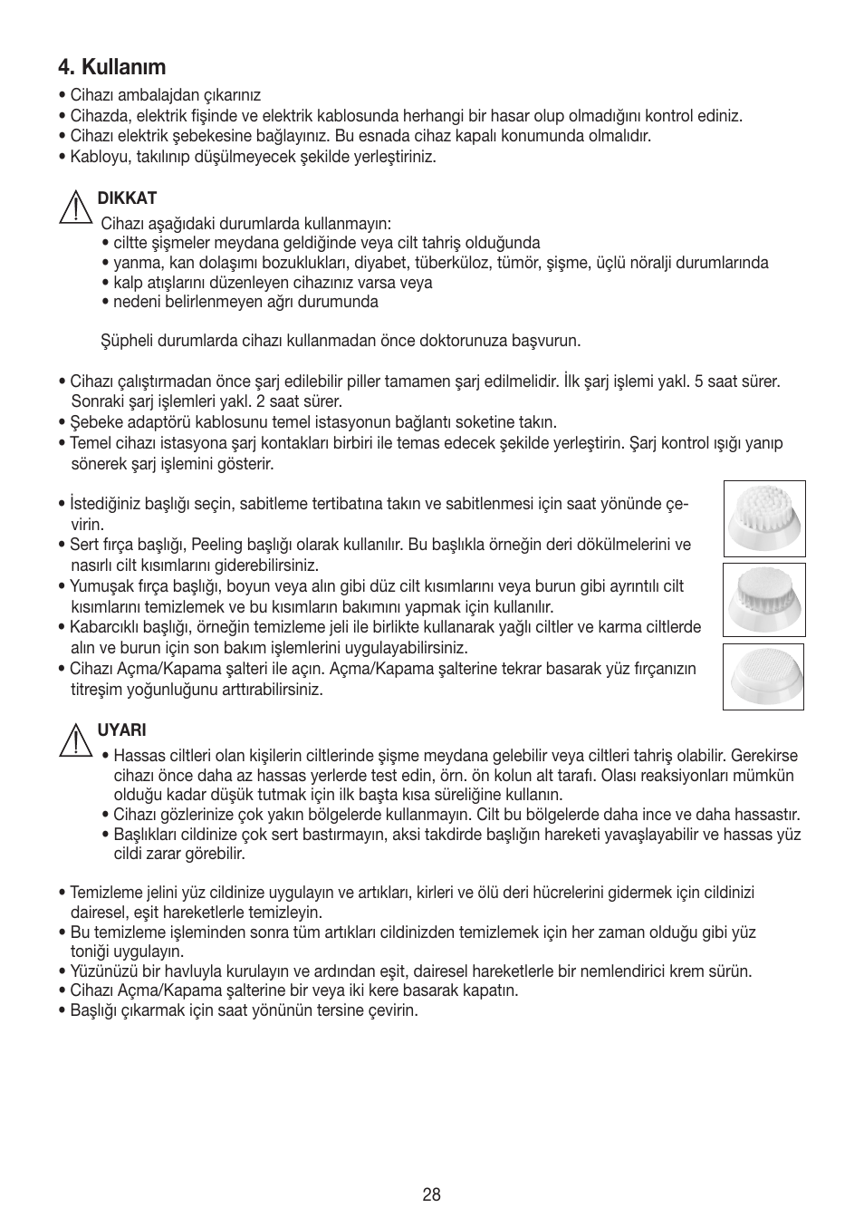 Kullanım | Beurer FCE 60 User Manual | Page 28 / 54