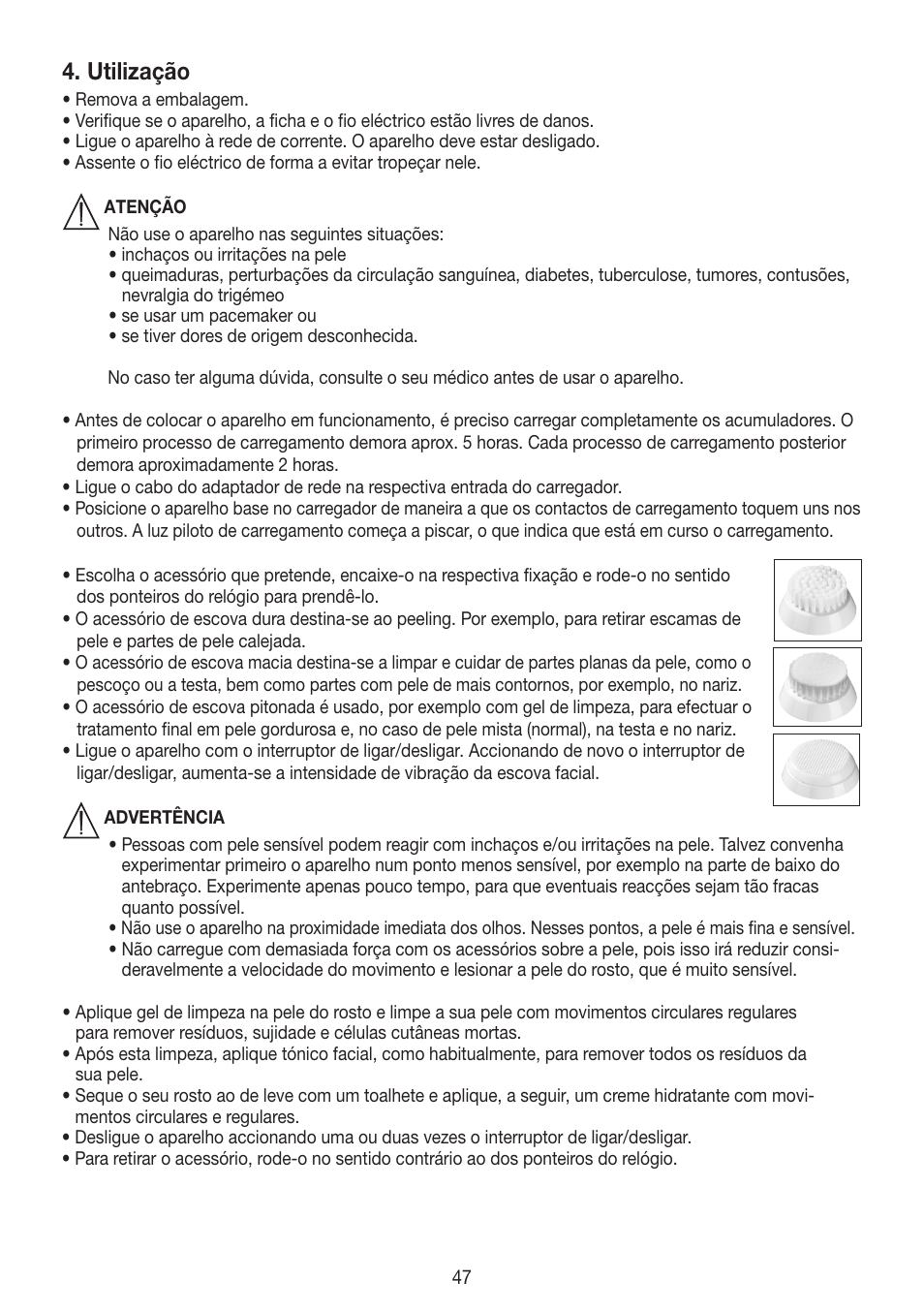 Utilização | Beurer FCE 60 User Manual | Page 47 / 54