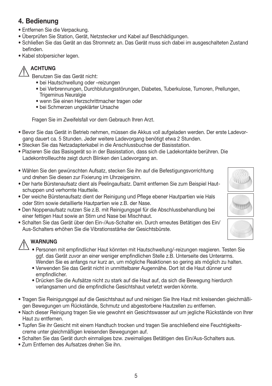 Bedienung | Beurer FCE 60 User Manual | Page 5 / 54