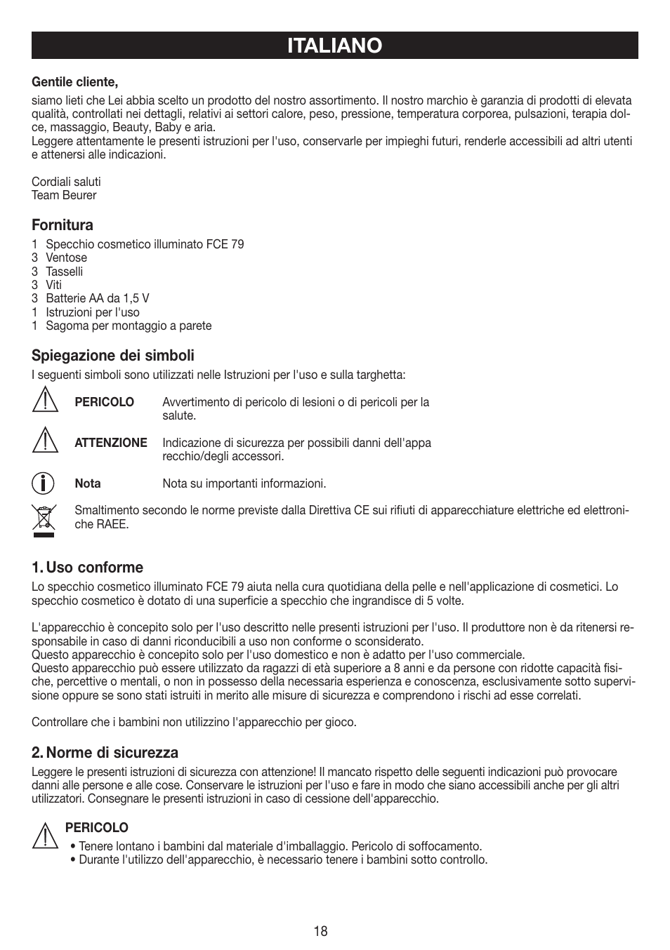 Italiano | Beurer FCE 79 User Manual | Page 18 / 44