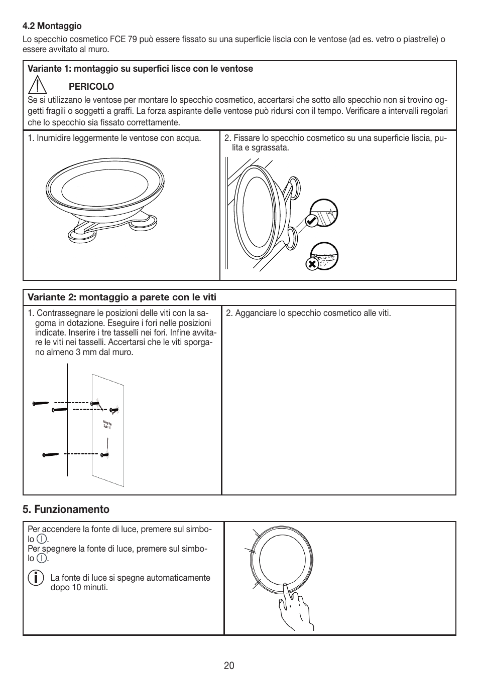 Funzionamento | Beurer FCE 79 User Manual | Page 20 / 44