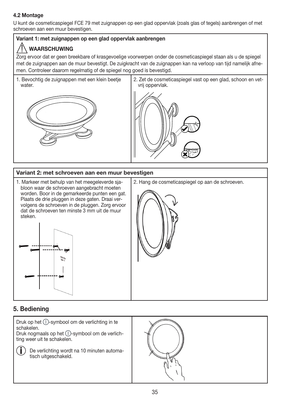 Bediening | Beurer FCE 79 User Manual | Page 35 / 44
