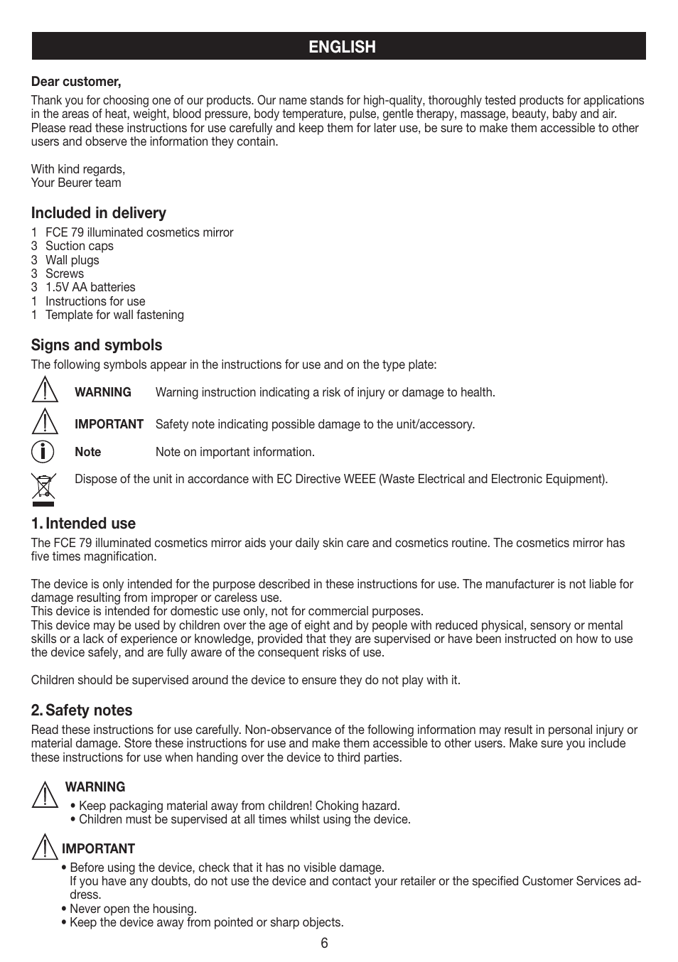 English | Beurer FCE 79 User Manual | Page 6 / 44