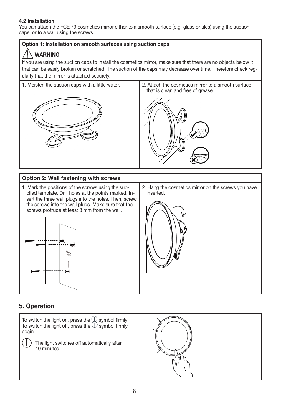 Operation | Beurer FCE 79 User Manual | Page 8 / 44