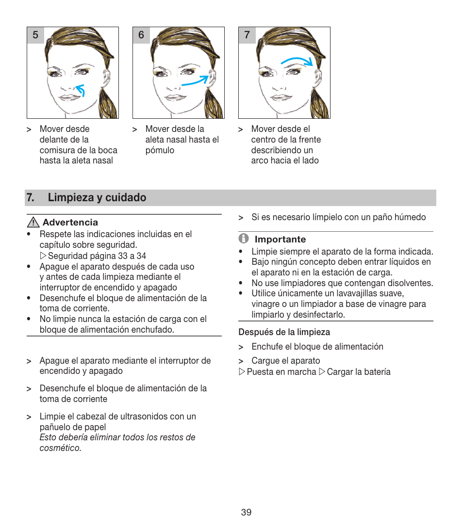 Limpieza y cuidado | Beurer FCE 80 User Manual | Page 39 / 82