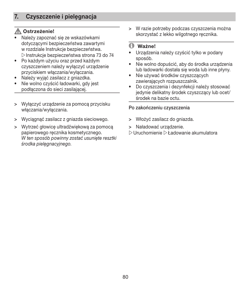 Czyszczenie i pielęgnacja | Beurer FCE 80 User Manual | Page 80 / 82