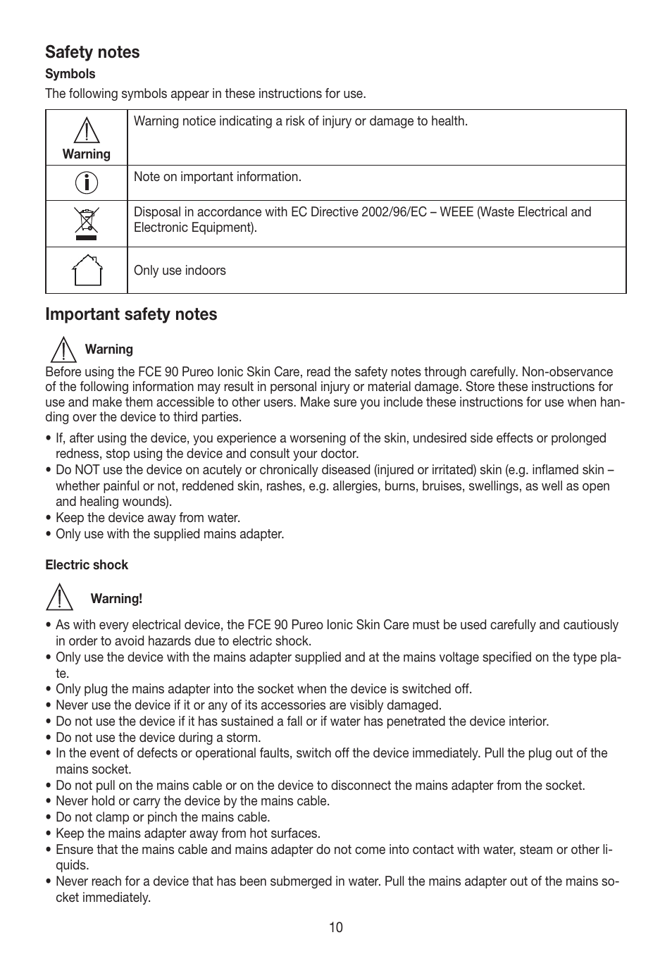 Beurer FCE 90 User Manual | Page 10 / 72