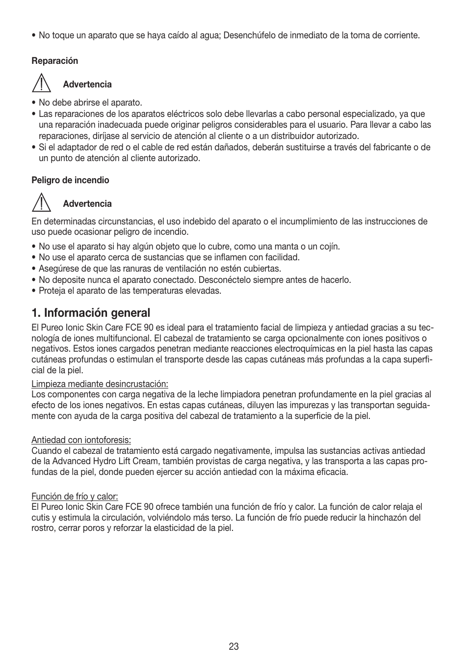 Información general | Beurer FCE 90 User Manual | Page 23 / 72