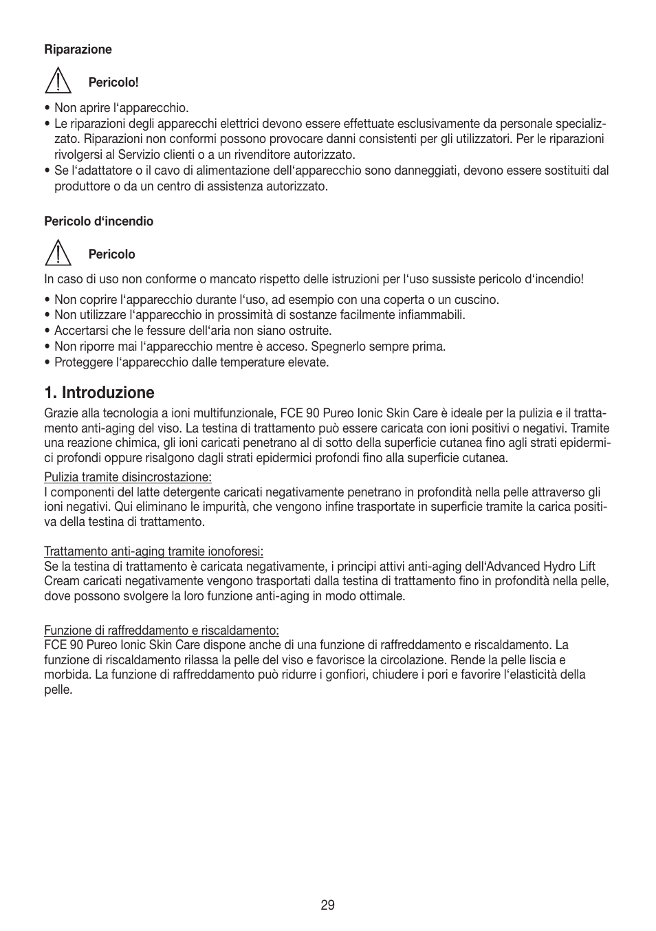 Introduzione | Beurer FCE 90 User Manual | Page 29 / 72