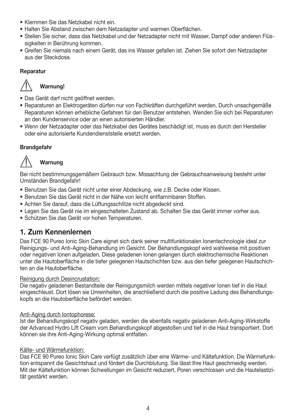 Zum kennenlernen | Beurer FCE 90 User Manual | Page 4 / 72