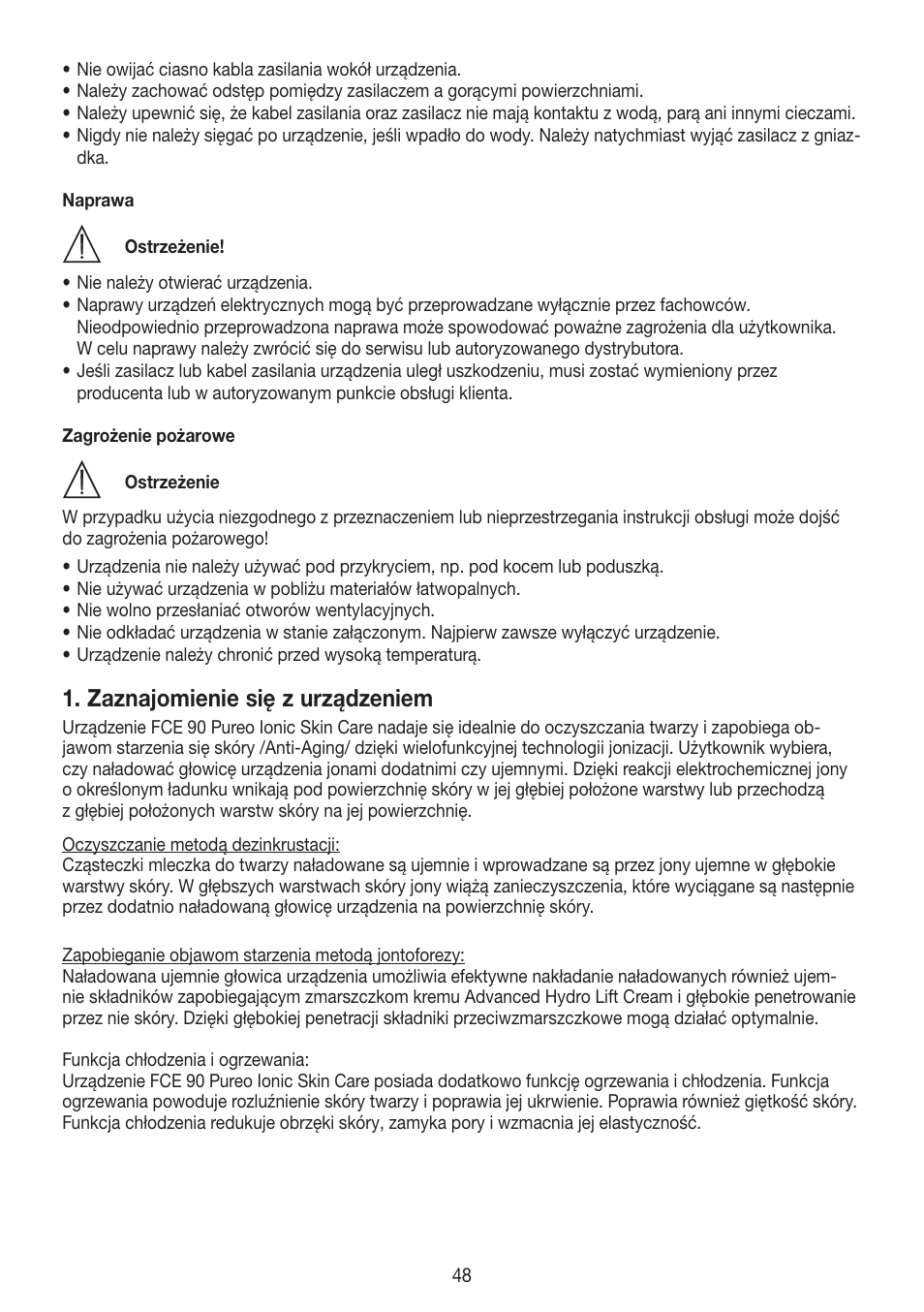 Zaznajomienie się z urządzeniem | Beurer FCE 90 User Manual | Page 48 / 72