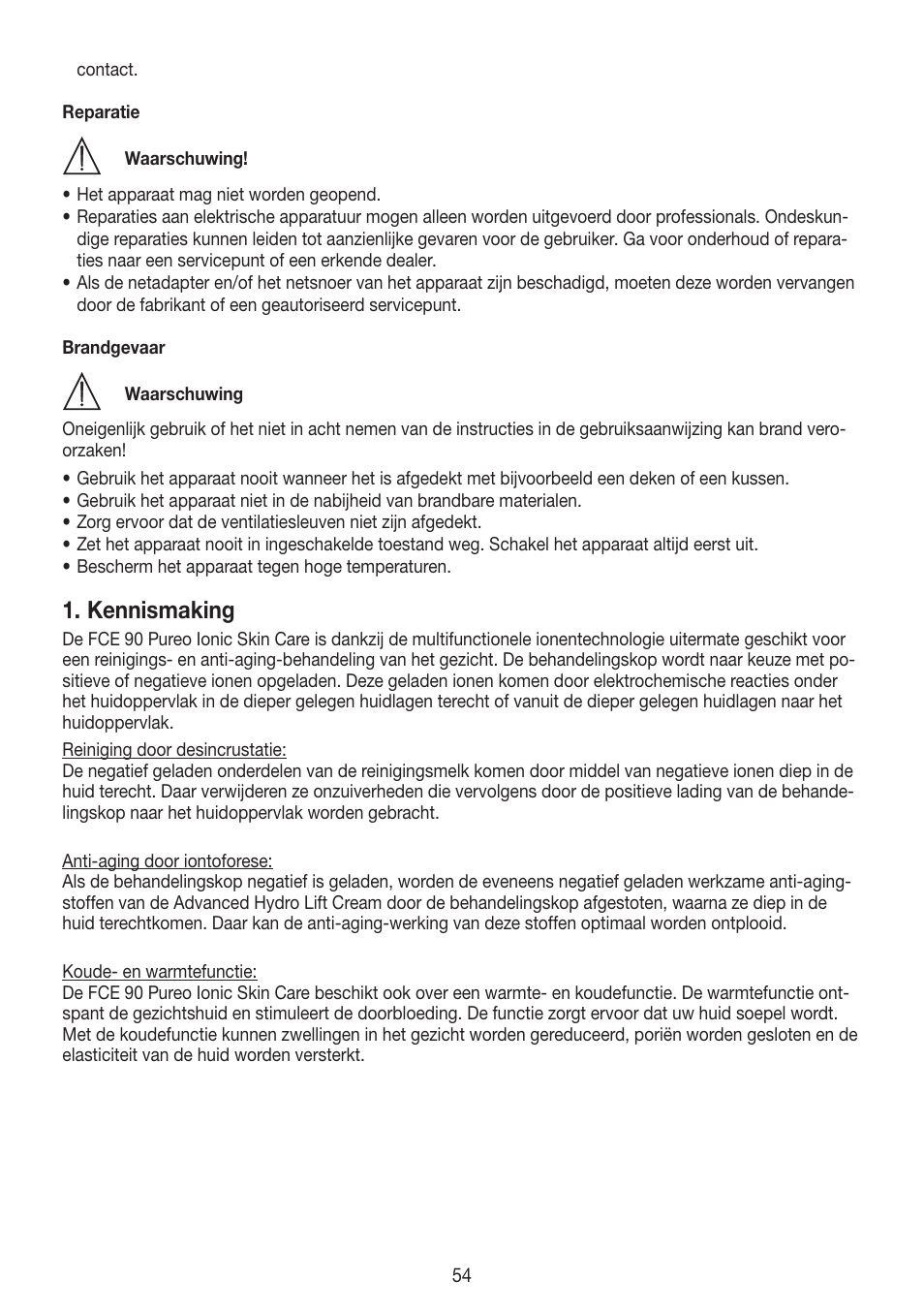 Kennismaking | Beurer FCE 90 User Manual | Page 54 / 72