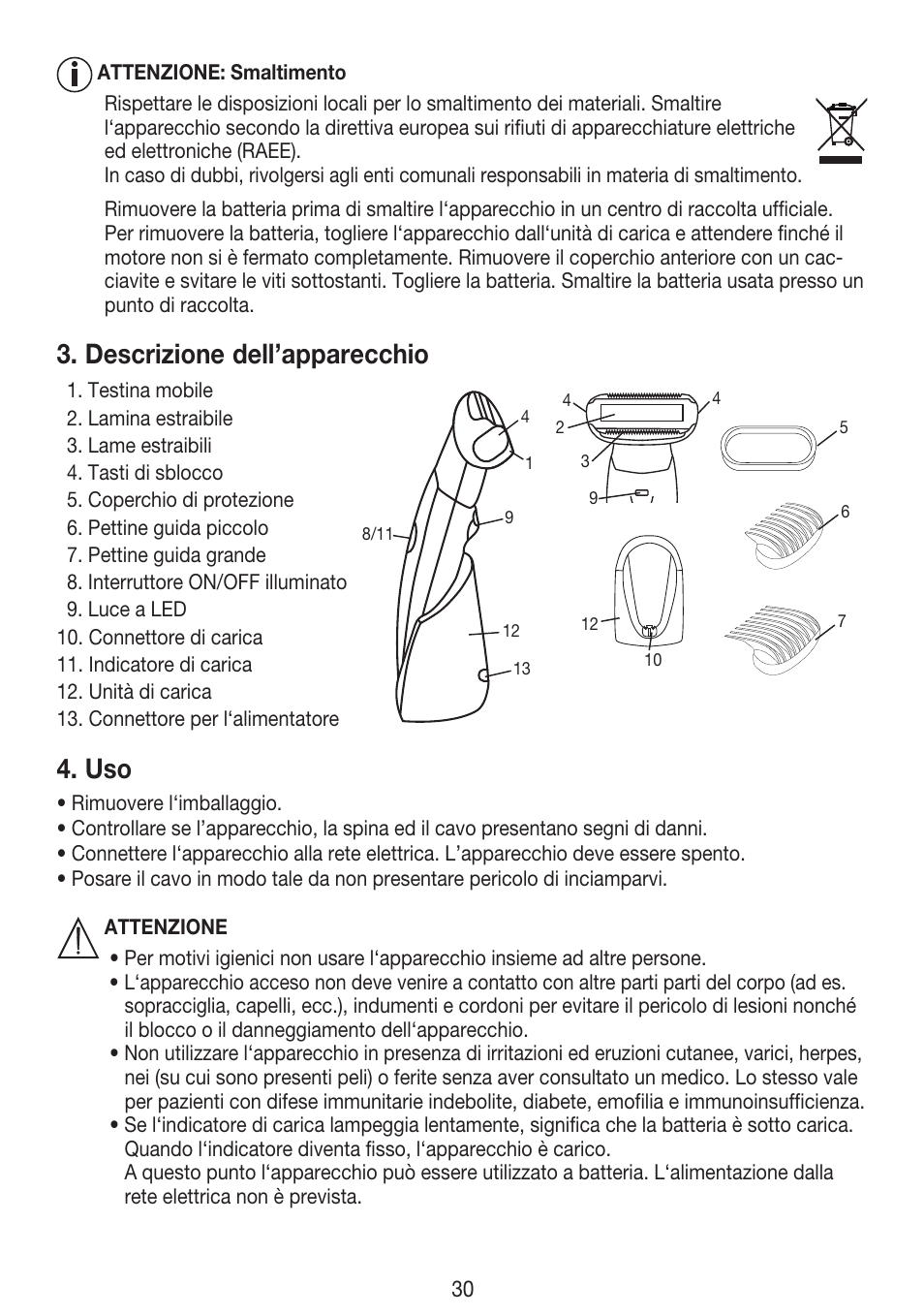 Descrizione dell’apparecchio | Beurer HLE 30 User Manual | Page 30 / 72