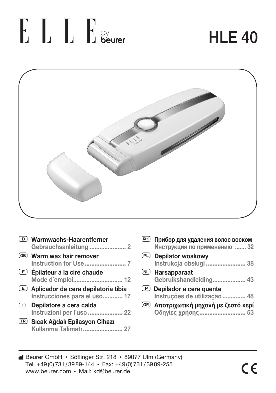 Beurer HLE 40 User Manual | 60 pages